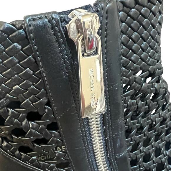 Michael Kors Black Augustine Woven Ankle Boots Size 7.5 Open Weave - Picture 9 of 15